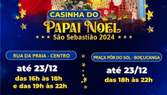 Casinhas do Papai Noel no Centro Histórico e em Boiçucanga podem ser visitadas até 23 de dezembro