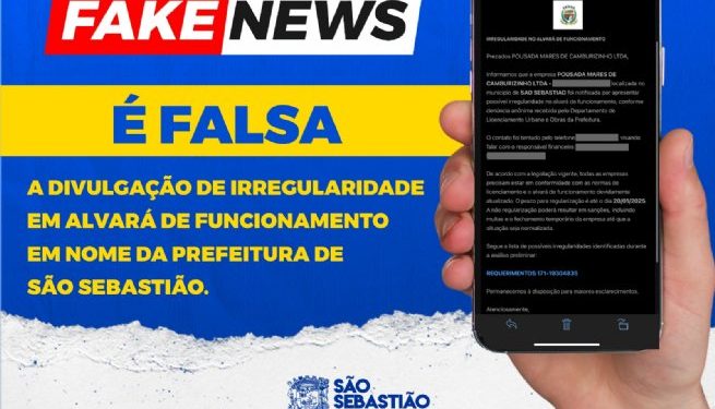 Prefeitura de São Sebastião alerta para fake news enviados a comerciantes