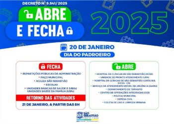 Confira o que abre e fecha no feriado do Padroeiro de São Sebastião