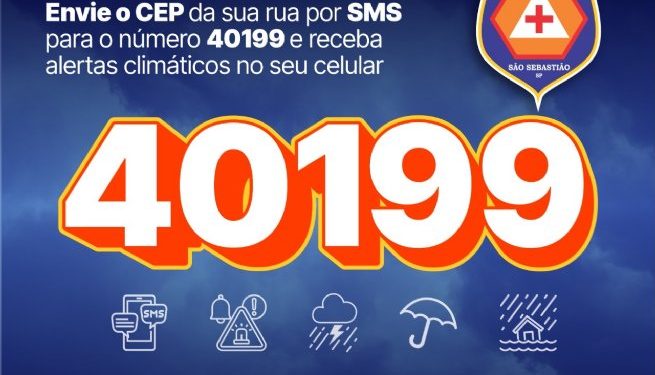 Defesa Civil de São Sebastião aciona alerta para chuvas por SMS