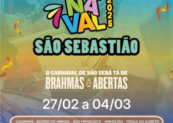 Prefeitura de São Sebastião divulga programação do Carnaval 2025 com mais de 100 atrações e 17 pontos de folia