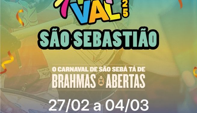 Prefeitura de São Sebastião divulga programação do Carnaval 2025 com mais de 100 atrações e 17 pontos de folia