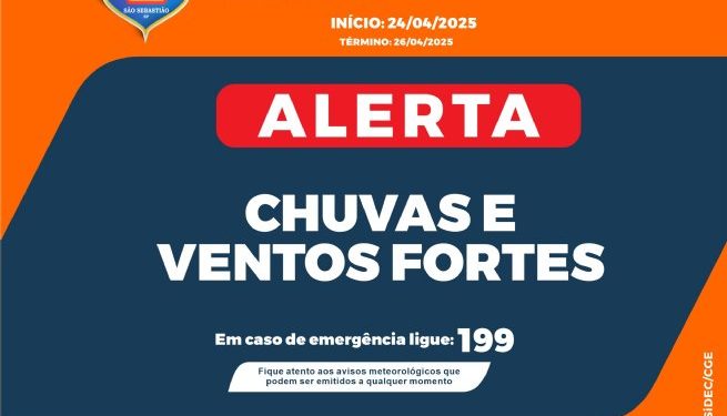 Defesa Civil alerta para chuvas de intensidade moderada a forte até sexta-feira