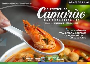 Prefeitura abre inscrições para concessão de estandes do Festival do Camarão de São Sebastião 2025