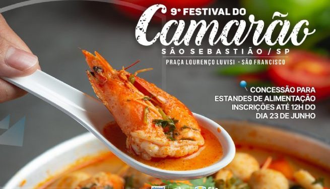 Prefeitura abre inscrições para concessão de estandes do Festival do Camarão de São Sebastião 2025