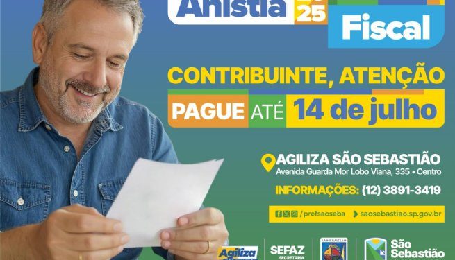 Prefeitura de São Sebastião prorroga Anistia Fiscal até 14 de julho