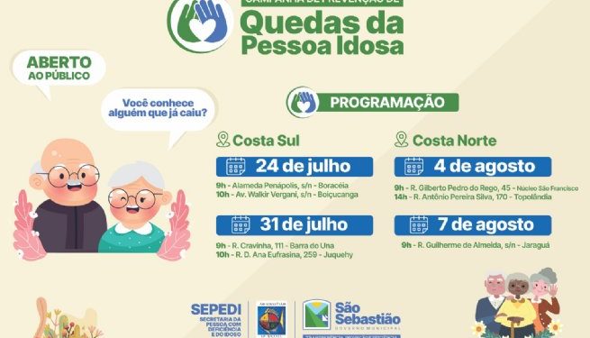Prefeitura de São Sebastião promove Campanha de Prevenção de Quedas da Pessoa Idosa