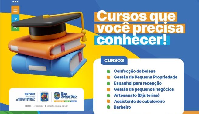 Prefeitura de São Sebastião oferece cursos gratuitos na região central e na Costa Norte em diversas ocupações