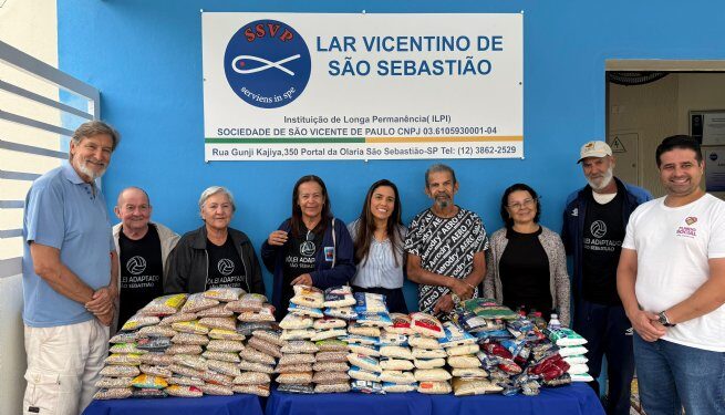 Sepedi, Idosos do Vôlei Adaptado e Fundo Social entregam 160kg de alimentos ao Lar Vicentino em gesto de solidariedade
