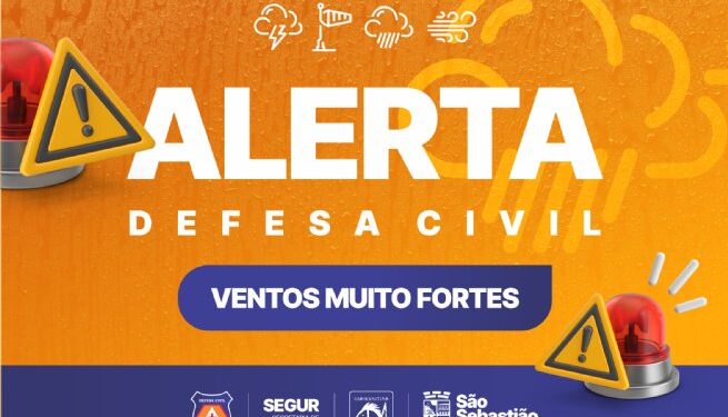 Defesa Civil e Marinha alertam para ventos de mais de 80 km/h, ondas de 3,5 metros e ressaca