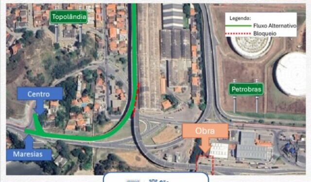 São Sebastião tem desvio no tráfego para implantação de vigas na obra de acesso ao Porto