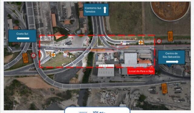 São Sebastião tem novo desvio no tráfego para implantação de mais vigas na obra de acesso ao Porto