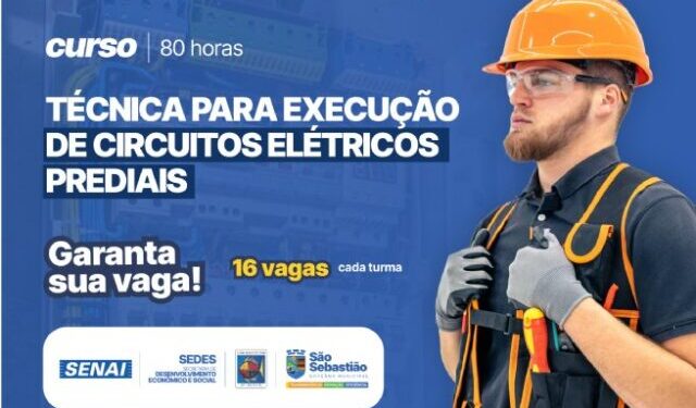 Prefeitura de São Sebastião em parceria com Senai abre inscrições para curso de Circuitos Elétricos Prediais