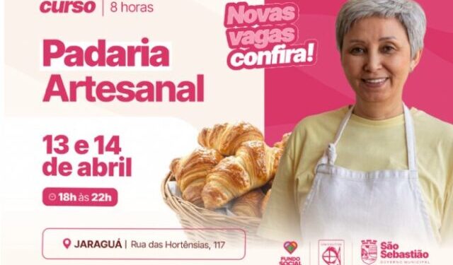 Prefeitura de São Sebastião abre inscrições para curso de padaria artesanal