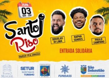 Humoristas apresentam espetáculo Santo Riso em noite de muitas gargalhadas no Teatro Municipal