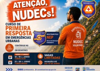 Defesa Civil de São Sebastião abre inscrições para Curso de Primeira Resposta em Emergências Urbanas