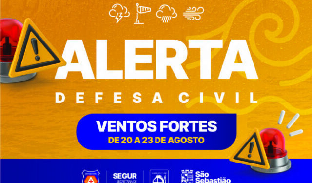 Defesa Civil de São Sebastião alerta para ventos fortes e mudança no tempo a partir de sexta-feira