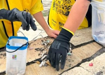 São Sebastião reúne crianças em ação que revela impactos do lixo nas praias no World Cleanup Day