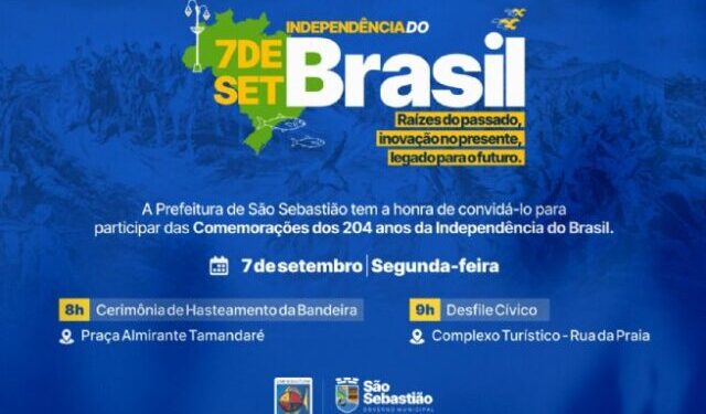 São Sebastião celebra 7 de Setembro com Cerimônia de Hasteamento e Desfile Cívico no Centro